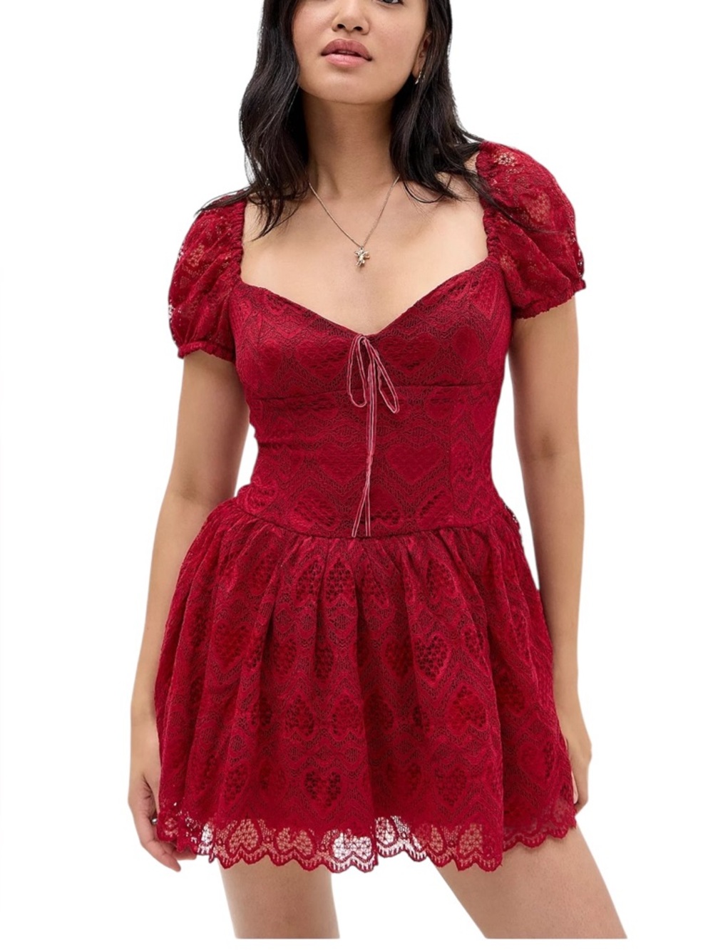 Urban Outfitters Kimchi Blue Lace Mini Dress Burgundy Red Sweatheart Sold out